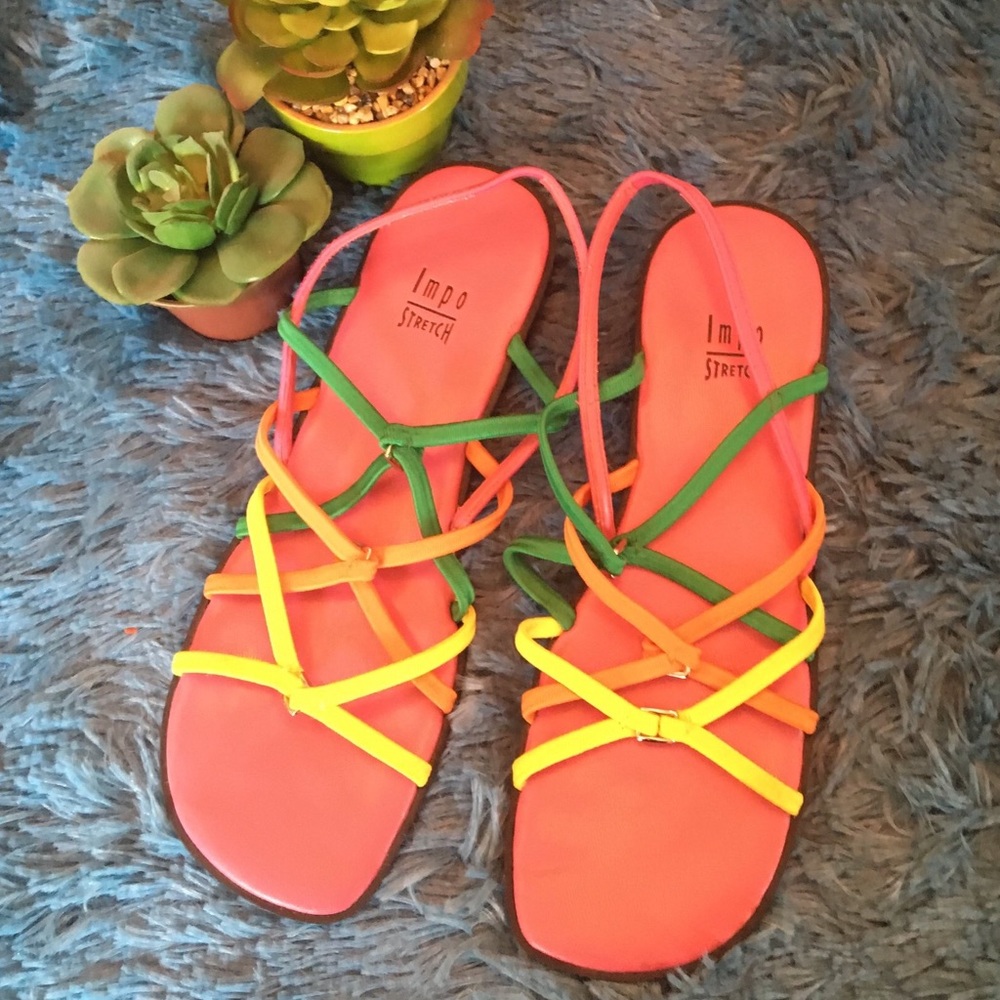 LMPO Stretch Colorful Summer Sandals Size 9 1/2